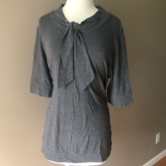 Lands' End Tops - Lands end grey tunic w tie front collar L